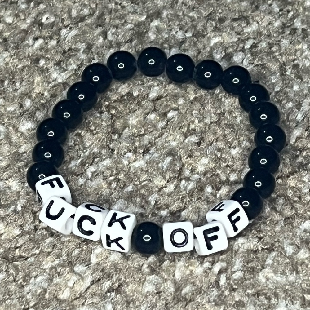 F*ck Off Black & White Rave Kandi Bracelet Funny Offensive Festival Club Dance
